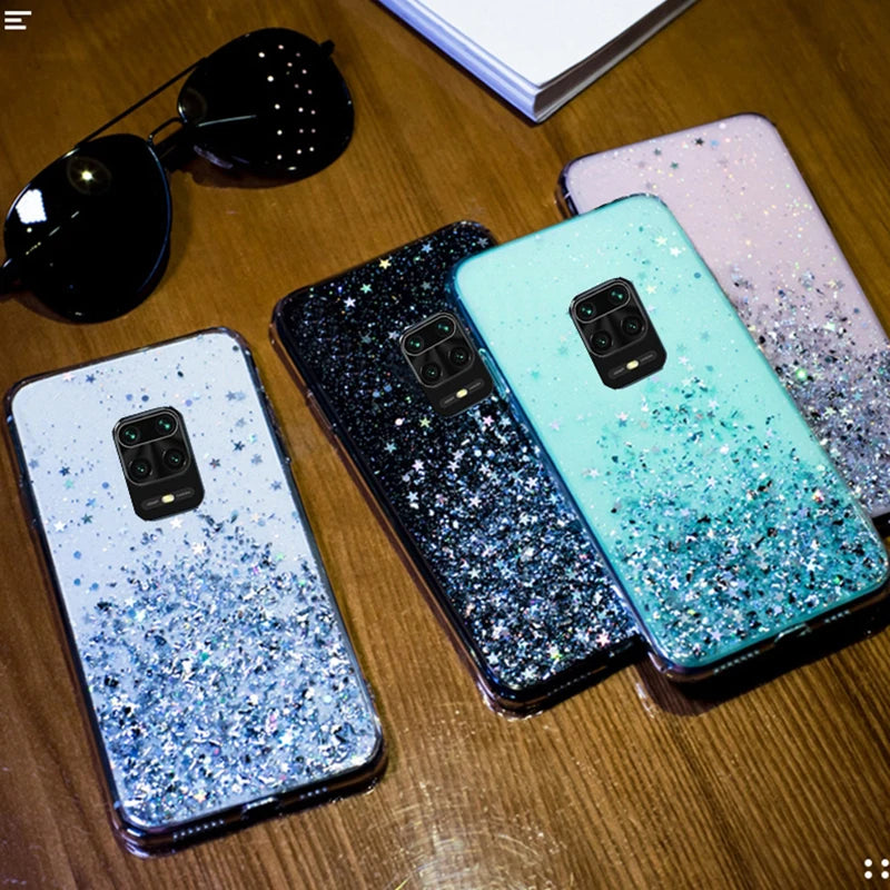 Transparent Bling Glitter Case For Xiaomi Redmi Note 9S 9 S Case Soft Clear Shining Sequin Back Cover For Redmi Note 9 Pro Case