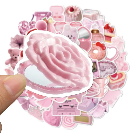 10/30/50Pcs Cartoon Pink Waterproof Graffiti Sticker Aesthetic Decorative Luggage Laptop Cup Phone Guitar Scrapbook Kids Sticker