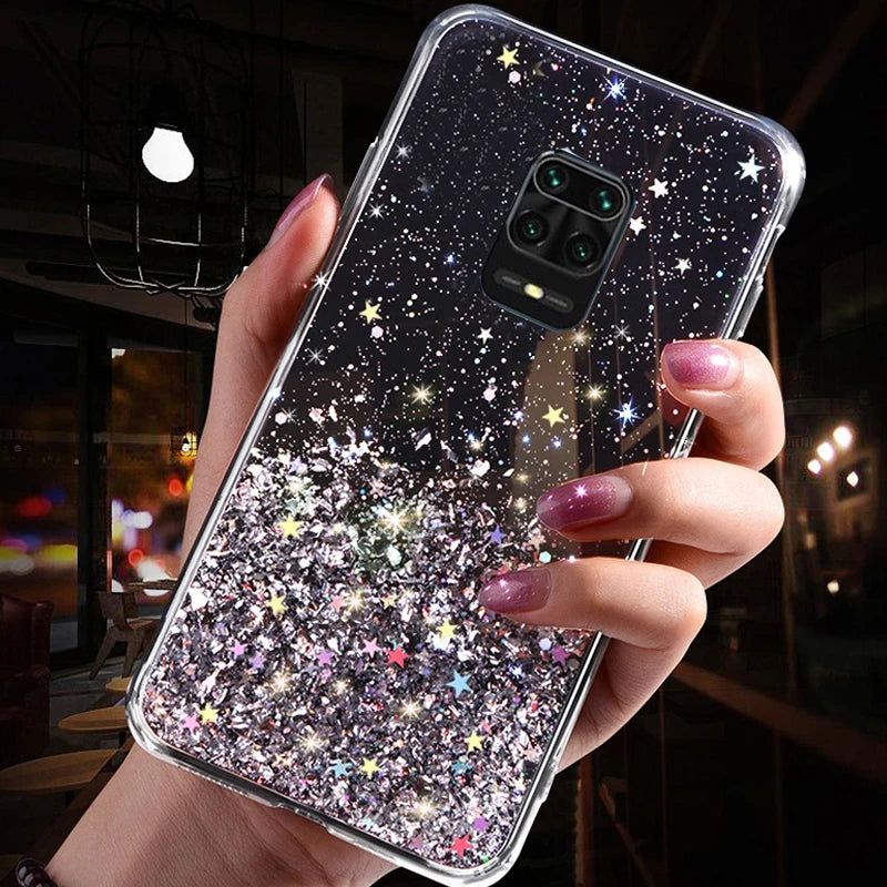 Transparent Bling Glitter Case For Xiaomi Redmi Note 9S 9 S Case Soft Clear Shining Sequin Back Cover For Redmi Note 9 Pro Case