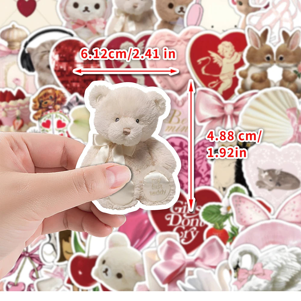 10/30/50pcs Cute Pink Girls Stickers