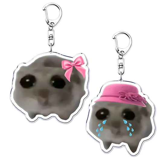 Creative Cute Pink Bowknot Hamster Keychain