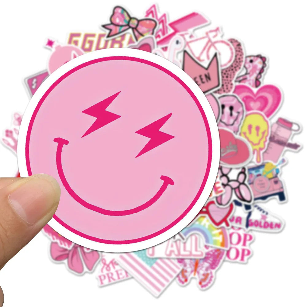 10/30/50Pcs Cartoon Pink Cute Waterproof Graffiti Sticker Aesthetic Decorative Luggage Laptop Cup Phone Guitar Scrapbook Sticker