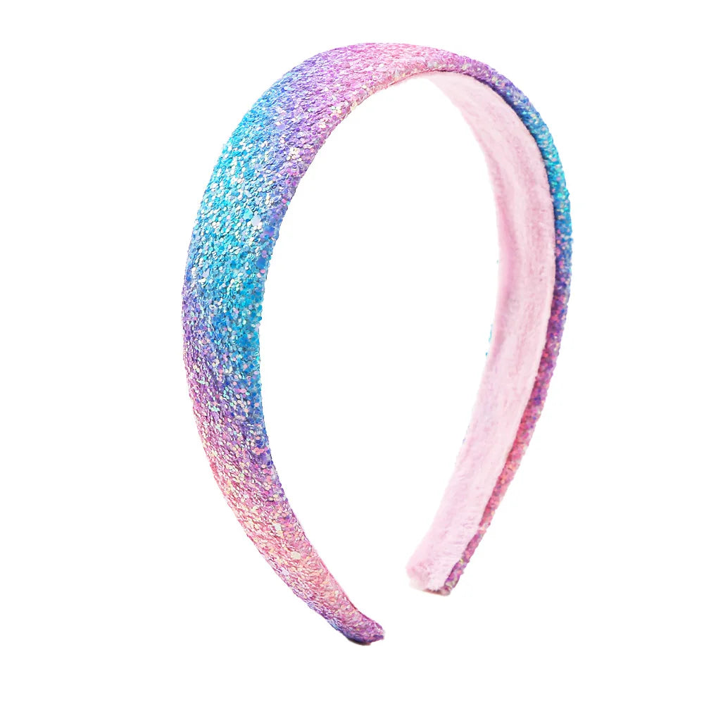 Glitter Headbands for Girls Princess Sparkly Wide Headband Kids Cute Alice Head Band for Children Thick Sparkle Bling Child Hair