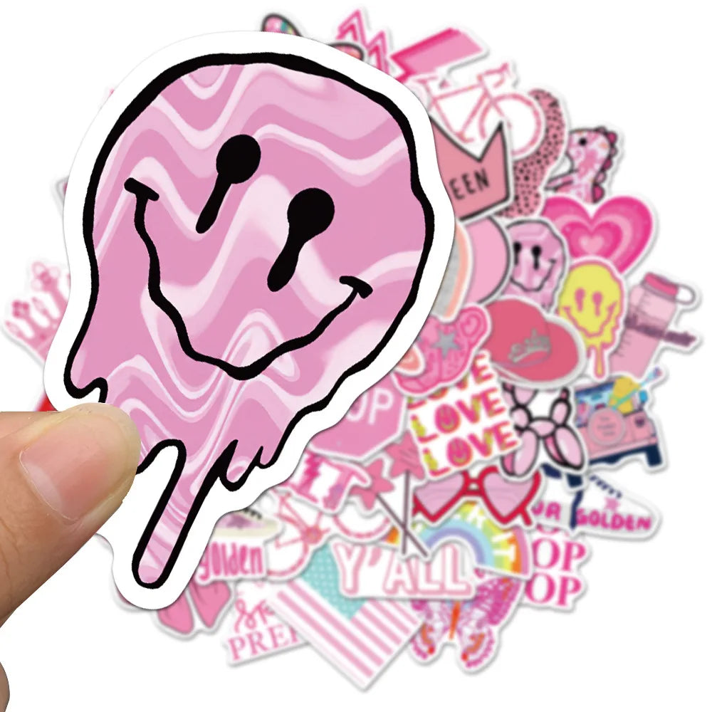 10/30/50Pcs Cartoon Pink Cute Waterproof Graffiti Sticker Aesthetic Decorative Luggage Laptop Cup Phone Guitar Scrapbook Sticker