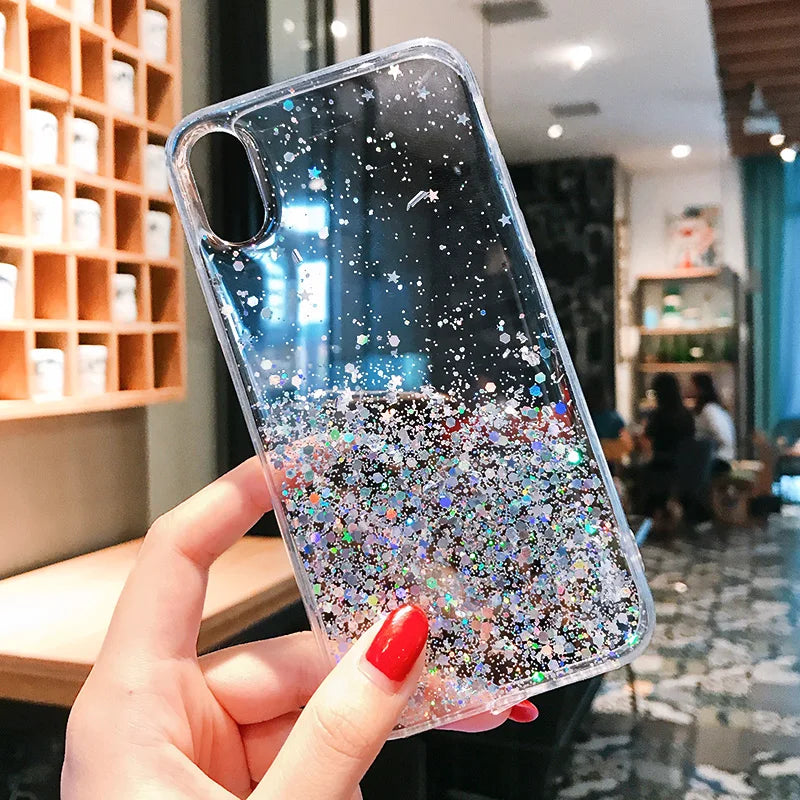 Transparent Bling Glitter Case For Xiaomi Redmi Note 9S 9 S Case Soft Clear Shining Sequin Back Cover For Redmi Note 9 Pro Case