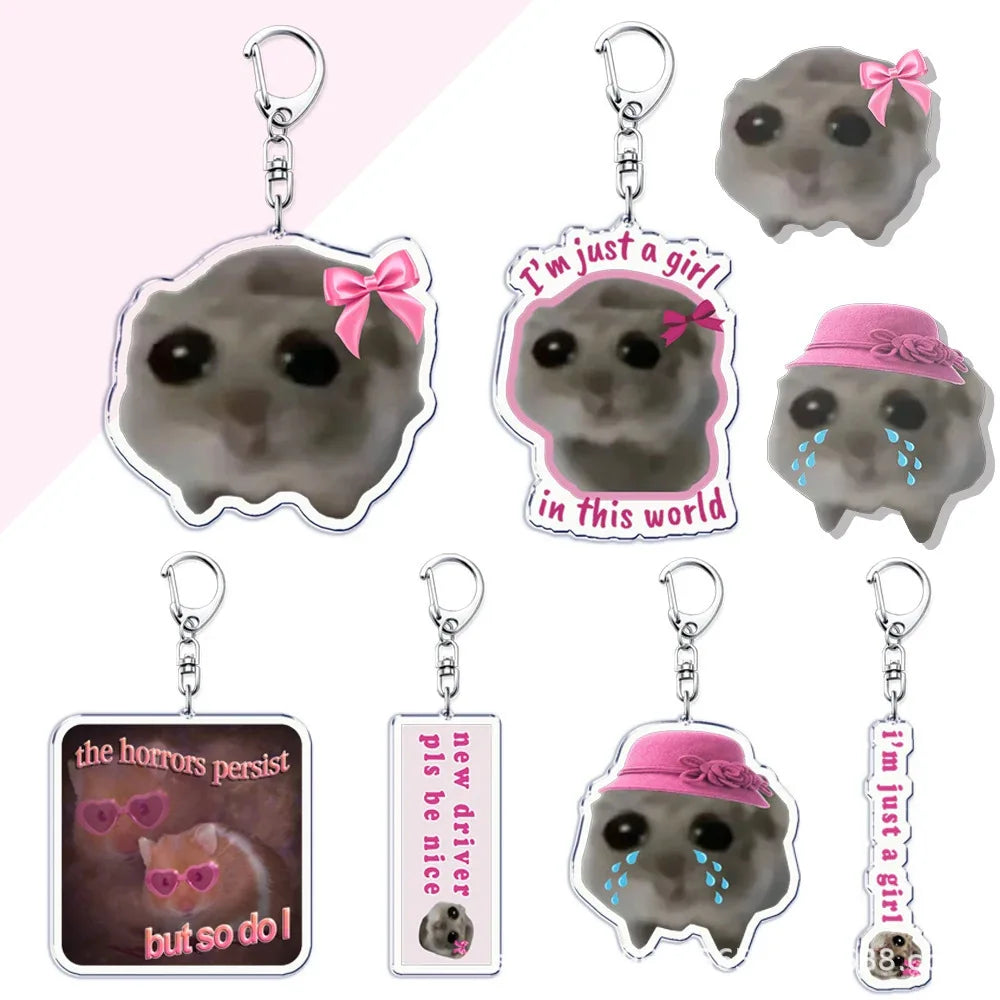 Creative Cute Pink Bowknot Hamster Keychain