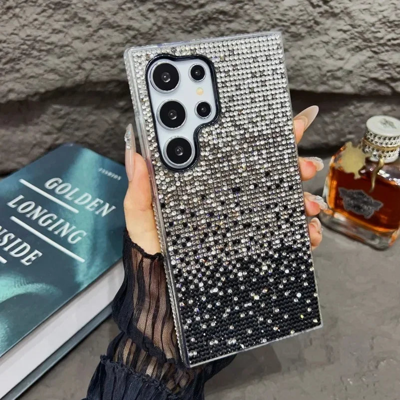 Luxury Gradient Full Diamond Case for Samsung Galaxy S24 S23 Ultra S21 S22 Plus Note 20 Shinny Bling Bumper Shockproof PC Cover