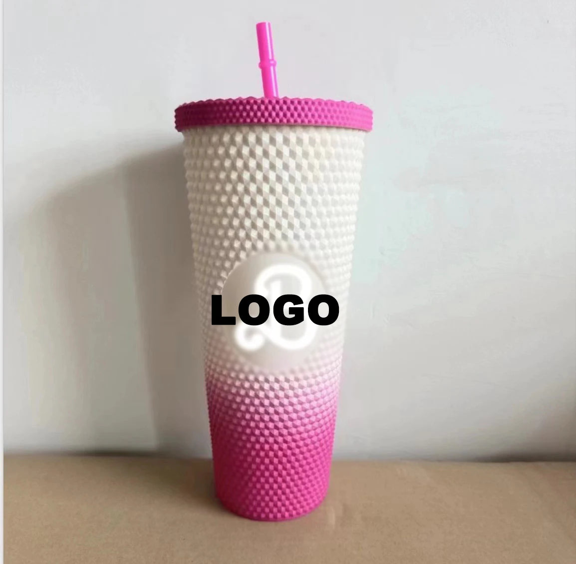 24oz/800ml Pink Coffee Cup with Straw, Double Wall Insulated Tumbler Insulated Water Bottle Bling Pink Tumbler for Girl Gifts