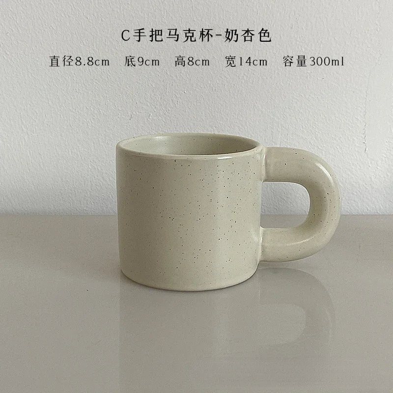 Pink Ceramic Mug with Hand for Girls To Drink Breakfast Coffee Milk Cup High Appearance Level Christmas Gift Home Decoration