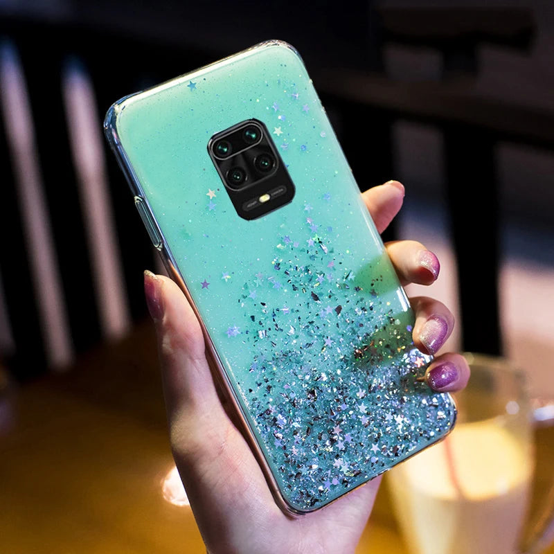 Transparent Bling Glitter Case For Xiaomi Redmi Note 9S 9 S Case Soft Clear Shining Sequin Back Cover For Redmi Note 9 Pro Case