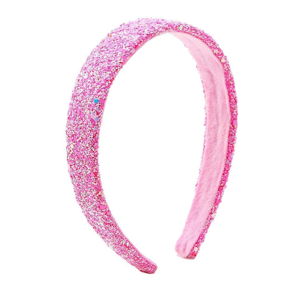 Glitter Headbands for Girls Princess Sparkly Wide Headband Kids Cute Alice Head Band for Children Thick Sparkle Bling Child Hair