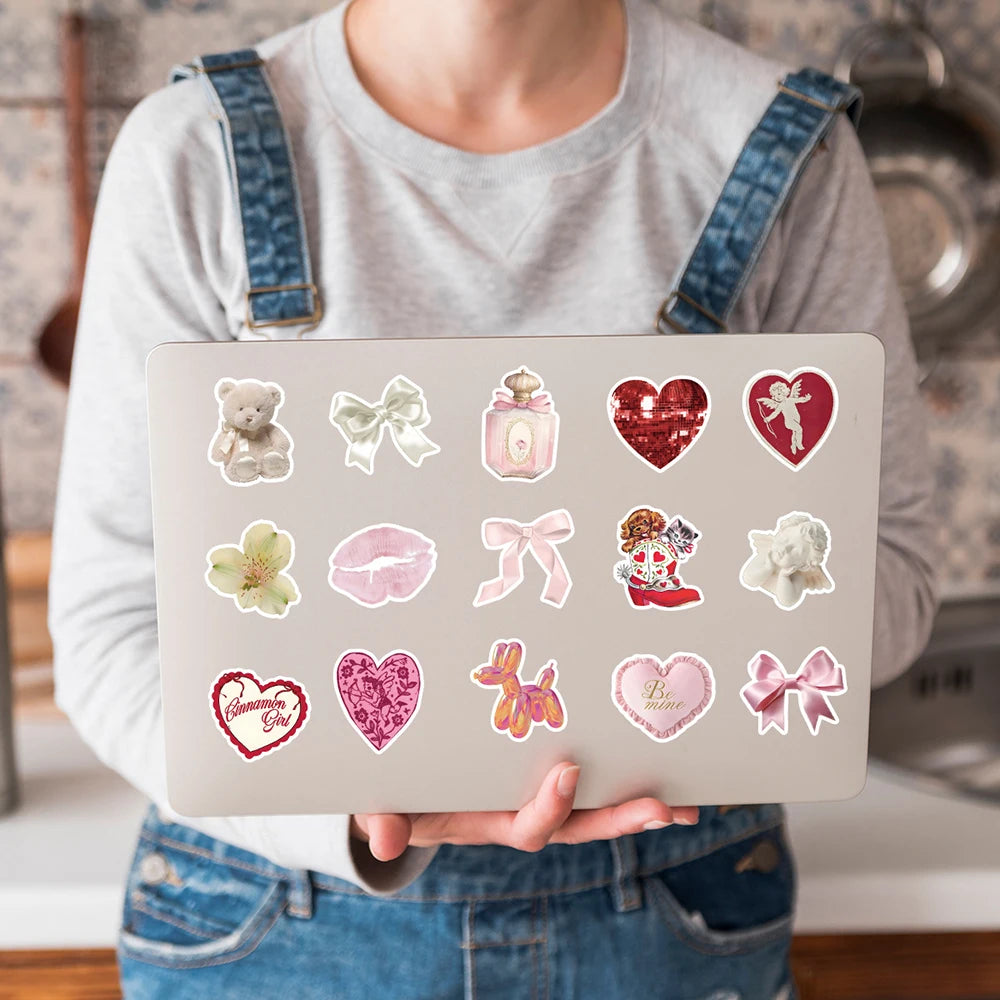 10/30/50pcs Cute Pink Girls Stickers