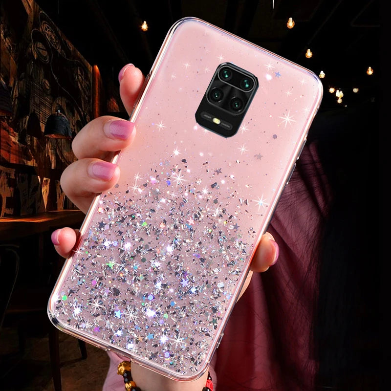 Transparent Bling Glitter Case For Xiaomi Redmi Note 9S 9 S Case Soft Clear Shining Sequin Back Cover For Redmi Note 9 Pro Case